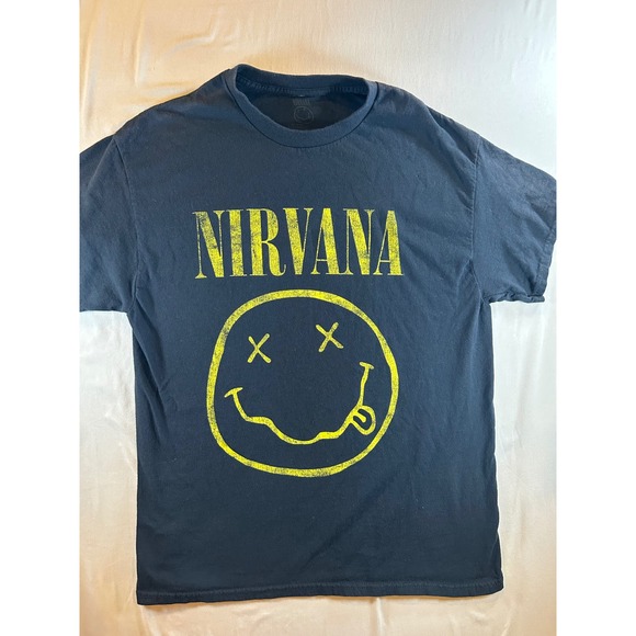 NIRVANA Other - Nirvana Smiley Face Graphic T-Shirt Mens Medium Black Short Sleeve Band Tee